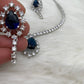 Doublet Blue Stone AD Short Necklace