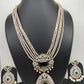Doublet Stone Multi Layer Detachable Pendent Short Necklace - Green