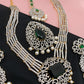 Doublet Stone Multi Layer Detachable Pendent Short Necklace - Green