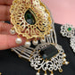 Doublet Stone Multi Layer Detachable Pendent Short Necklace - Green