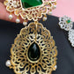 Doublet Stone Multi Layer Detachable Pendent Short Necklace - Green