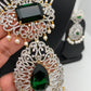 Doublet Stone Multi Layer Detachable Pendent Short Necklace - Green