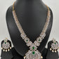 AD Diamond Finish Color Stone Short Necklace - Green