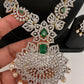 AD Diamond Finish Color Stone Short Necklace - Green