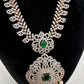 AD Diamond Finish Color Stone Mango Design Short Necklace - Green