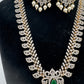 AD Diamond Finish Color Stone Mango Design Short Necklace - Green