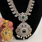 AD Diamond Finish Color Stone Mango Design Short Necklace - Green