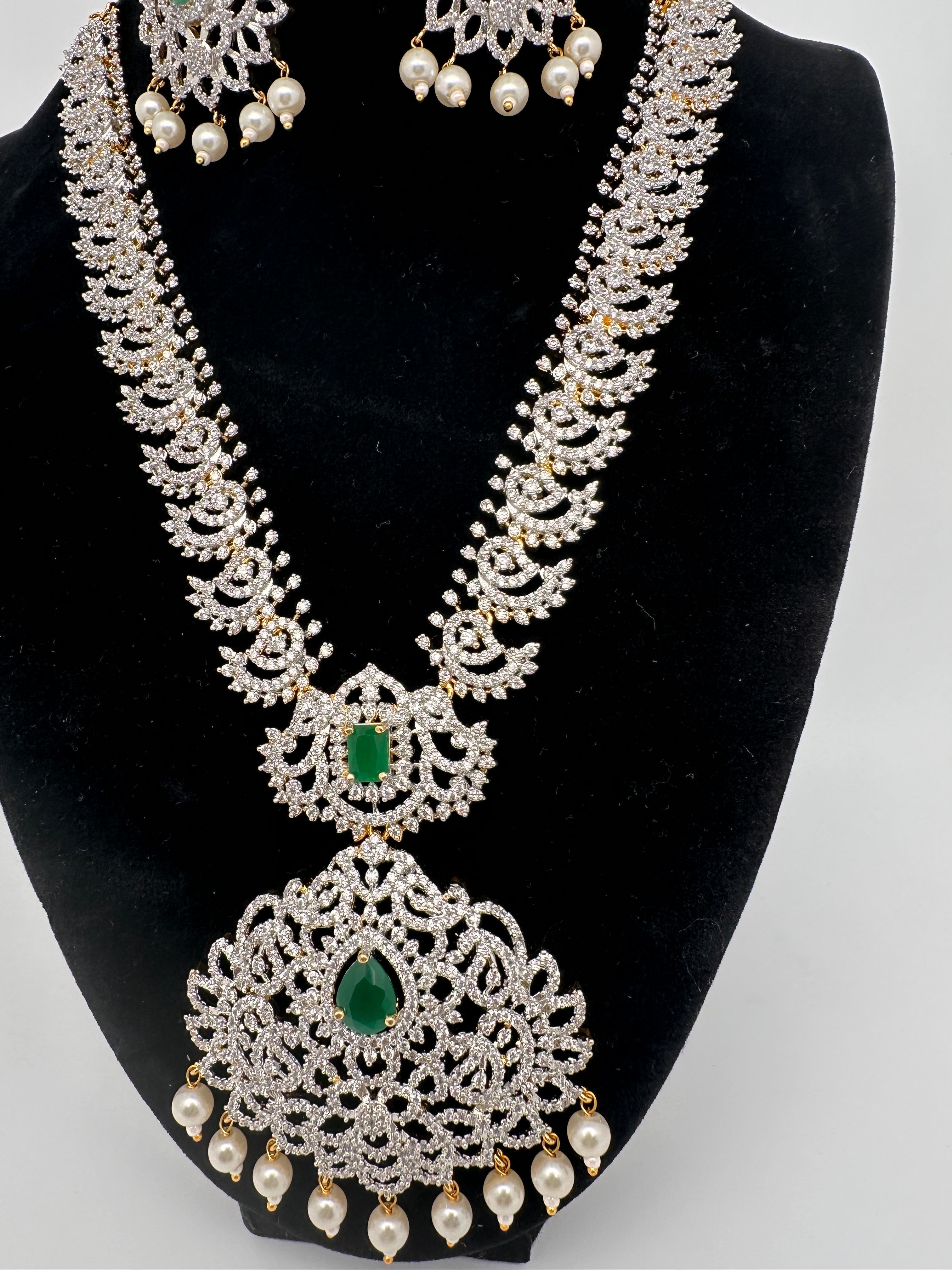 AD Diamond Finish Color Stone Mango Design Short Necklace Sheetal s FabFashion