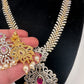 AD Diamond Finish Color Stone Floral Design Short Necklace - Red