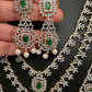 AD Color Stone Multi Layer Teen Lada Long Necklace - Green