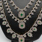 AD Color Stone Multi Layer Teen Lada Long Necklace - Green