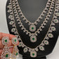 AD Color Stone Multi Layer Teen Lada Long Necklace - Green