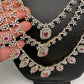 AD Color Stone Multi Layer Teen Lada Long Necklace - Red