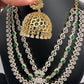 AD Emerald Green Multi Layer Short Necklace