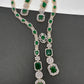 AD Color Stone Long Necklace - Green