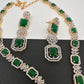 AD Color Stone Long Necklace - Green