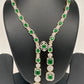 AD Color Stone Long Necklace - Green
