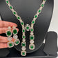 AD Color Stone Long Necklace - Green