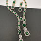 AD Color Stone Long Necklace - Green