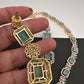 AD Color Stone Long Necklace - LightGreen