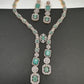 AD Color Stone Long Necklace - LightGreen