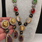AD Multi Color Oval Stone Sabyasachi Inspired Short Necklace