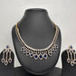 AD Color Stone Neckline Short Necklace - Blue