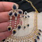 AD Color Stone Neckline Short Necklace - Blue