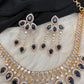 AD Color Stone Neckline Short Necklace - Blue