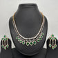 AD Color Stone Neckline Short Necklace - Green