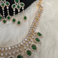 AD Color Stone Neckline Short Necklace - Green