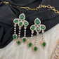 AD Color Stone Neckline Short Necklace - Green