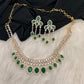 AD Color Stone Neckline Short Necklace - Green