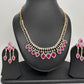 AD Color Stone Neckline Short Necklace - Red