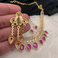 AD Color Stone Neckline Short Necklace - Red