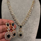 AD Color Stone Short Necklace - Blue