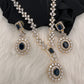 AD Color Stone Short Necklace - Blue