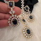 AD Color Stone Short Necklace - Blue