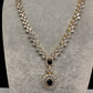 AD Color Stone Short Necklace - Blue