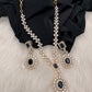 AD Color Stone Short Necklace - Blue
