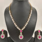 AD Color Stone Short Necklace - Red