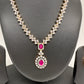 AD Color Stone Short Necklace - Red
