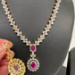 AD Color Stone Short Necklace - Red