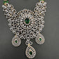 AD Color Stone Short Necklace - Green
