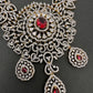 AD Color Stone Long Necklace - Red