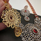 AD Color Stone Long Necklace - Red