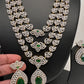 AD Multi Layer Color Stone Long Necklace - Green