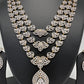 AD Multi Layer Color Stone Long Necklace - White
