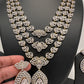 AD Multi Layer Color Stone Long Necklace - White