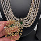 AD Multi Layer Color Stone Long Necklace - Green